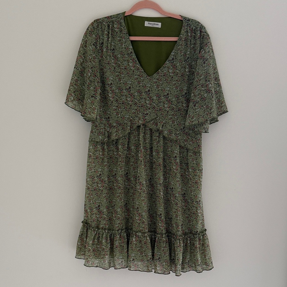 H&M Green Floral Midi Dress